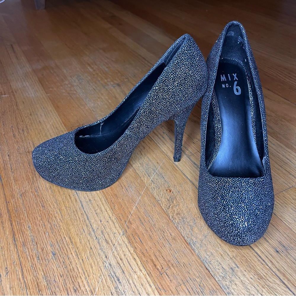 Mix No. 6 Black Glitter Women's Heels